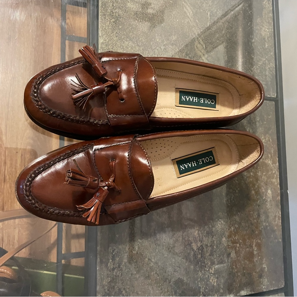 Cole Haan Brown Leather Tassel Loafers
